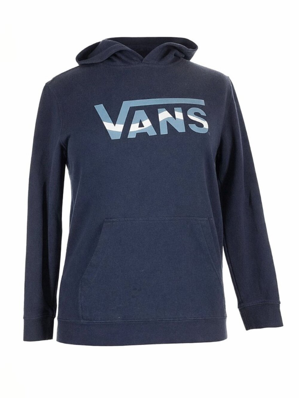 VANS BLUE AND WHITE LONG SLEEVE PULLOVER HOODIE XL